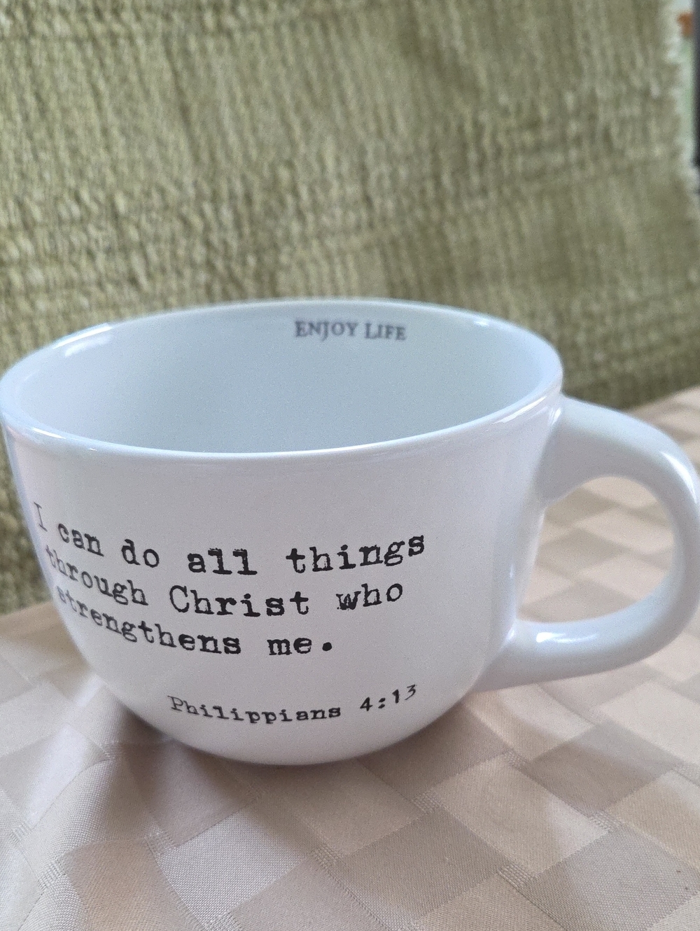 Altar'd State White Ceramic Inspirational Mug with Black Text